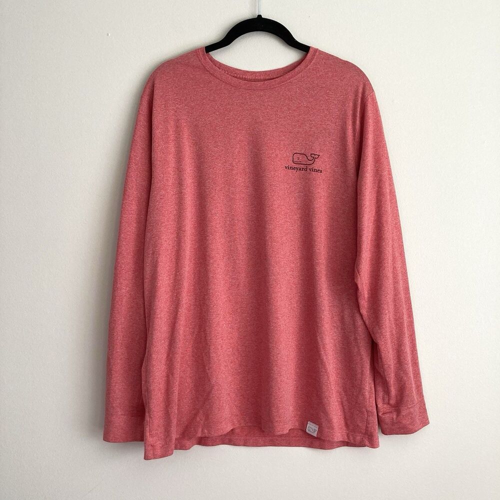 Vineyard Vines Mens Performance Long Sleeve T-Shirt Pink Size Large Golf Preppy